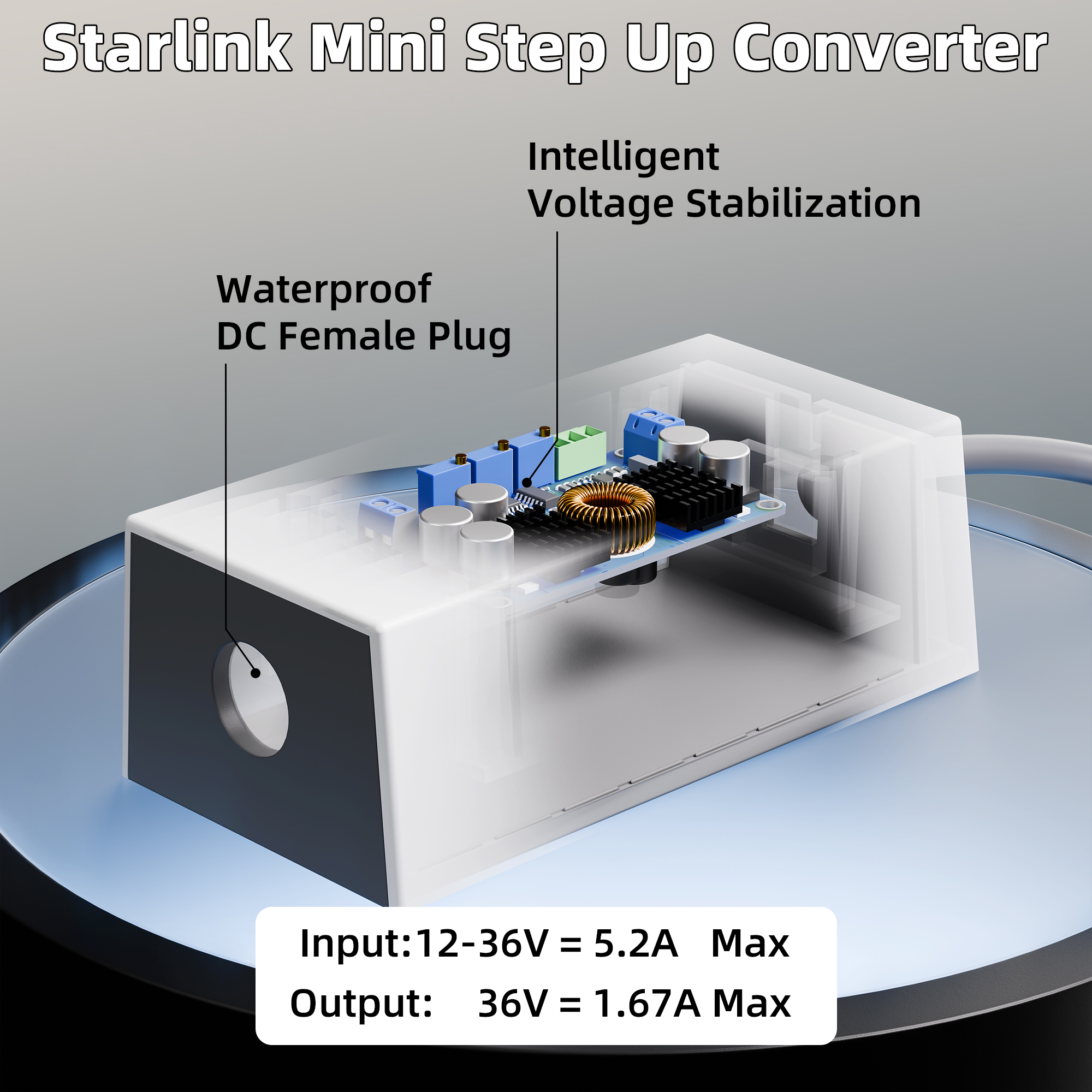 MINI-POW-M8 Starlink Mini DC Power Converter 12V/24V to 36V Step Up with Ring Terminals | Kenya | +254100720022 MINI-POW-M8 Starlink Mini DC Power
Converter 12V/24V to 36V Step Up with Ring Terminals | Kenya - Image 2