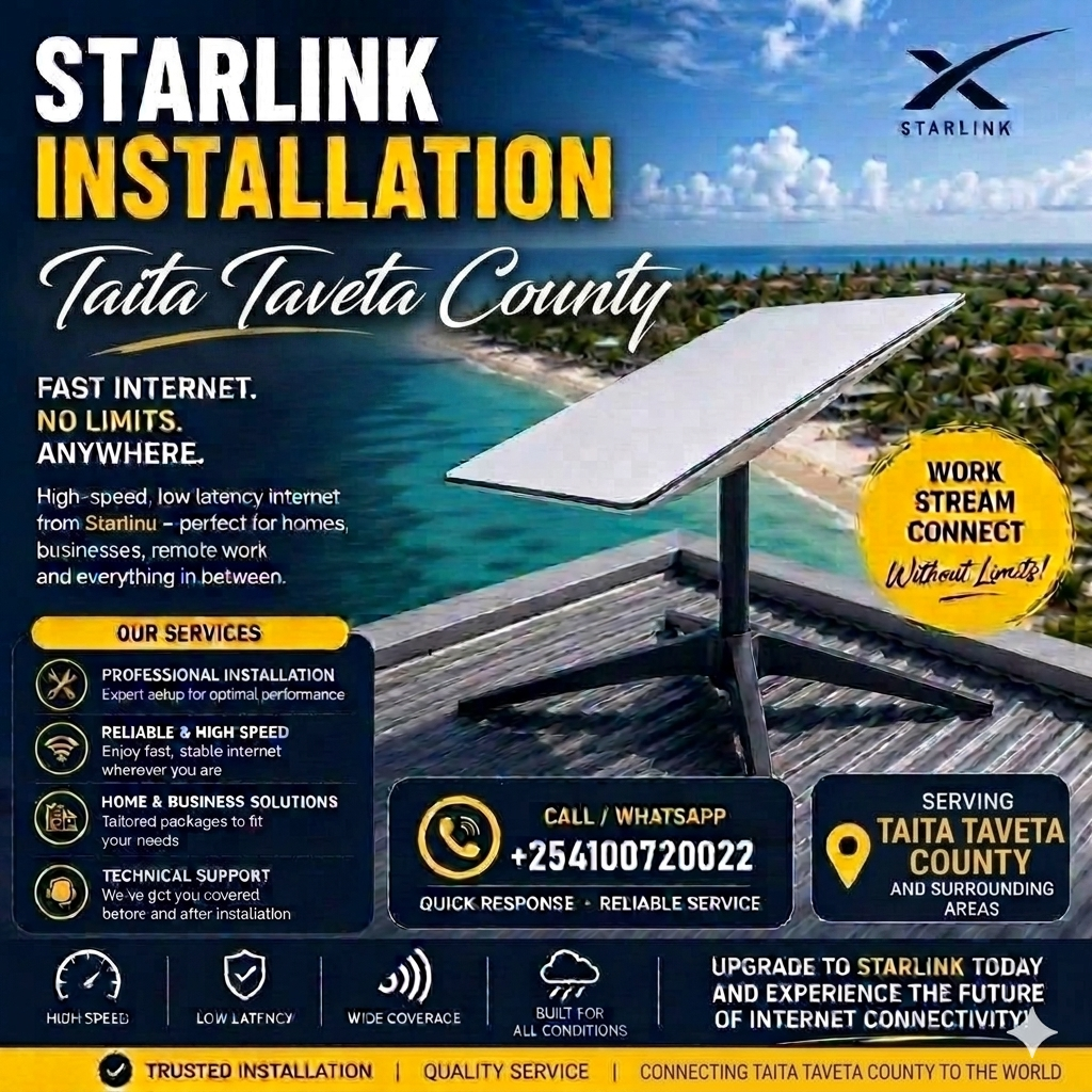 Professional Starlink Installers Taita-Taveta County | +254100720022 Professional Starlink Installers
Taita-Taveta County