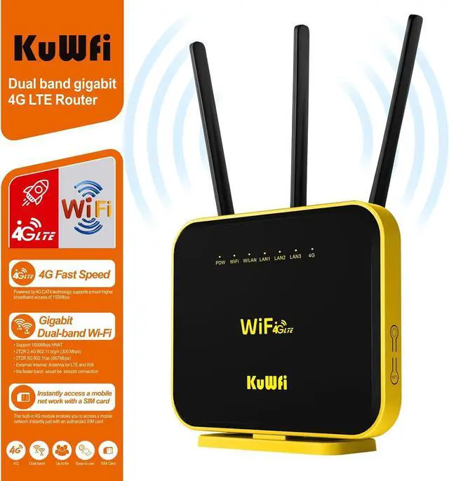 KuWFi Hotspot 4G LTE No SIM Card Router 1200Mbps Dual Band Gigabit WiFi External Antenna with US 2GB Data vSIM Router Offer high-Speed Data Plans to accommodate RV orRural No Contract Plug and Play | +254100720022 KuWFi Hotspot 4G LTE No SIM Card Router 1200Mbps Dual Band Gigabit WiFi External Antenna with US 2GB Data vSIM Router Offer high-Speed Data Plans to accommodate RV orRural No Contract Plug and Play - Image 4