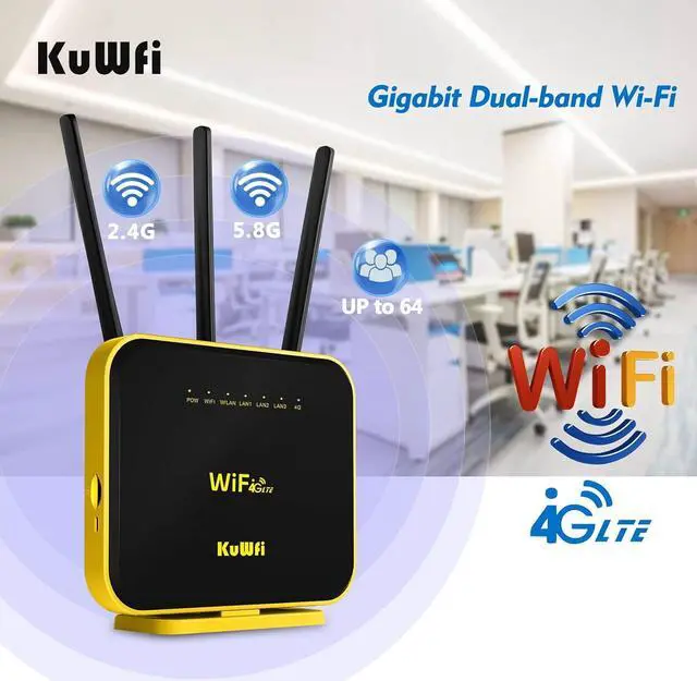 KuWFi Hotspot 4G LTE No SIM Card Router 1200Mbps Dual Band Gigabit WiFi External Antenna with US 2GB Data vSIM Router Offer high-Speed Data Plans to accommodate RV orRural No Contract Plug and Play | +254100720022 KuWFi Hotspot 4G LTE No SIM Card Router 1200Mbps Dual Band Gigabit WiFi External Antenna with US 2GB Data vSIM Router Offer high-Speed Data Plans to accommodate RV orRural No Contract Plug and Play - Image 5