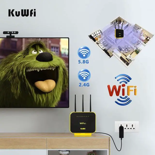 KuWFi Hotspot 4G LTE No SIM Card Router 1200Mbps Dual Band Gigabit WiFi External Antenna with US 2GB Data vSIM Router Offer high-Speed Data Plans to accommodate RV orRural No Contract Plug and Play | +254100720022 KuWFi Hotspot 4G LTE No SIM Card Router 1200Mbps Dual Band Gigabit WiFi External Antenna with US 2GB Data vSIM Router Offer high-Speed Data Plans to accommodate RV orRural No Contract Plug and Play - Image 6