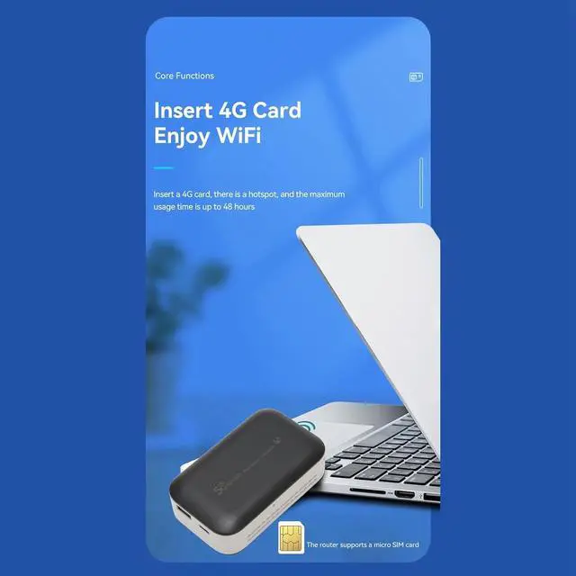 Portable 4G LTE Router with 300Mbps LTE Modem, 10000mAh Battery, Supports 10 Devices for Travel, Outdoor Live Broadcasting, Black | +254100720022 Portable 4G LTE Router with 300Mbps LTE Modem, 10000mAh Battery, Supports 10 Devices for Travel, Outdoor Live Broadcasting, Black - Image 2