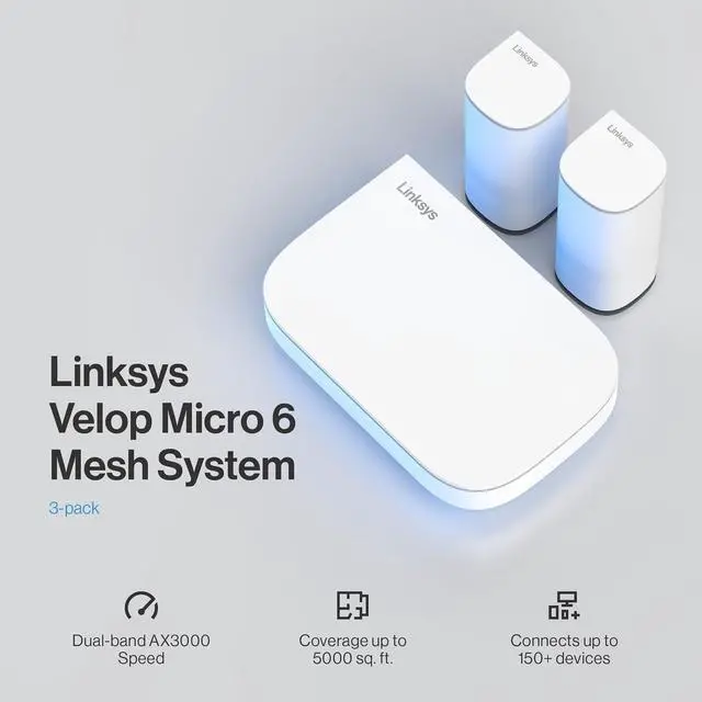 Linksys Multi-gig Micro Mesh WiFi 6 System | Connect 100+ Devices | Up to 5,000 Sq Ft | Speeds of up to 3.0 Gbps | 3Pk | No App Required | 2024 Release | +254100720022 Linksys Multi-gig Micro Mesh WiFi 6 System | Connect 100+ Devices | Up to 5,000 Sq Ft | Speeds of up to 3.0 Gbps | 3Pk | No App Required | 2024 Release - Image 2
