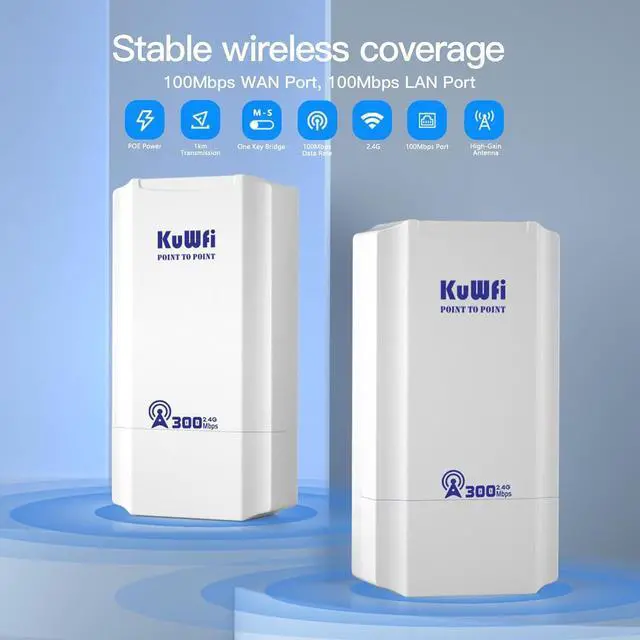 KuWFi 2.4G 300Mbps Network Wireless Ethernet Bridge, Outdoor CPE WiFi Point to Point Wireless Access Point Internet Bridge 1KM Long Range Distance Solution for Extend starlink Router Signal 2-Packs | +254100720022 KuWFi 2.4G 300Mbps Network Wireless Ethernet Bridge, Outdoor CPE WiFi Point to Point Wireless Access Point Internet Bridge 1KM Long Range Distance Solution for Extend starlink Router Signal 2-Packs - Image 3