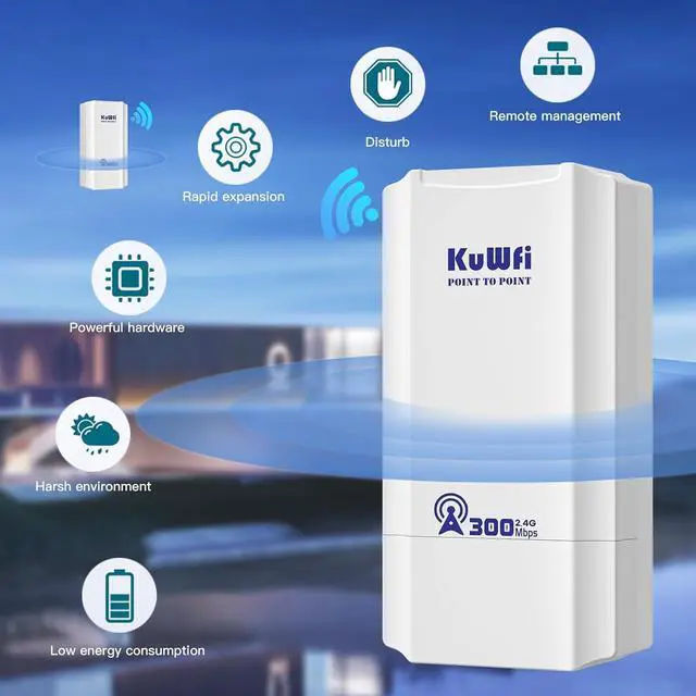 KuWFi 2.4G 300Mbps Network Wireless Ethernet Bridge, Outdoor CPE WiFi Point to Point Wireless Access Point Internet Bridge 1KM Long Range Distance Solution for Extend starlink Router Signal 2-Packs | +254100720022 KuWFi 2.4G 300Mbps Network Wireless Ethernet Bridge, Outdoor CPE WiFi Point to Point Wireless Access Point Internet Bridge 1KM Long Range Distance Solution for Extend starlink Router Signal 2-Packs - Image 4
