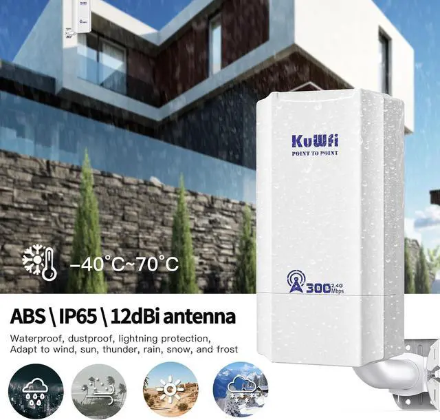 KuWFi 2.4G 300Mbps Network Wireless Ethernet Bridge, Outdoor CPE WiFi Point to Point Wireless Access Point Internet Bridge 1KM Long Range Distance Solution for Extend starlink Router Signal 2-Packs | +254100720022 KuWFi 2.4G 300Mbps Network Wireless Ethernet Bridge, Outdoor CPE WiFi Point to Point Wireless Access Point Internet Bridge 1KM Long Range Distance Solution for Extend starlink Router Signal 2-Packs - Image 5