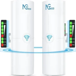 Wireless Bridge, 5KM 5.8GHz Point to Point Outdoor WiFi Bridges with 14DBi High Gain Antenna, Compatible with Network Sharing,Network Extend, 2 Pack