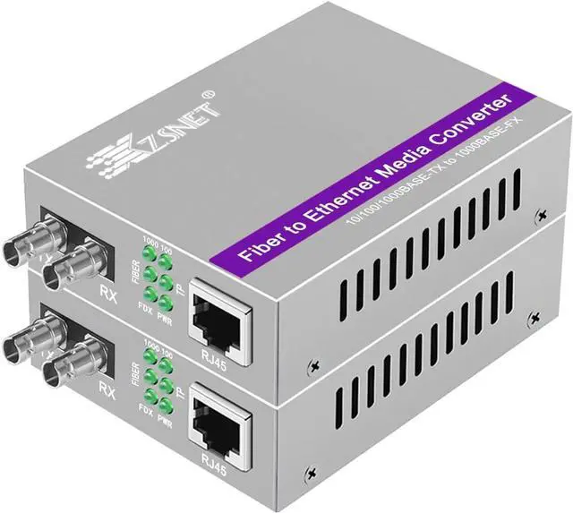 A Pair of Gigabit ST to RJ45 Converter, Multi-Mode Fiber to Ethernet Media Converter (Built-in Module, 850nm, 550m), Plug & Play, 10/100/1000 Base-T Compatible, Auto-Negotiation, Jumbo Frame | +254100720022 A Pair of Gigabit ST to RJ45 Converter, Multi-Mode Fiber to Ethernet Media Converter (Built-in Module, 850nm, 550m), Plug & Play, 10/100/1000 Base-T Compatible, Auto-Negotiation, Jumbo Frame