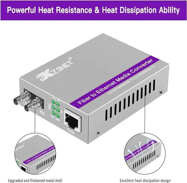 A Pair of Gigabit ST to RJ45 Converter, Multi-Mode Fiber to Ethernet Media Converter (Built-in Module, 850nm, 550m), Plug & Play, 10/100/1000 Base-T Compatible, Auto-Negotiation, Jumbo Frame | +254100720022 A Pair of Gigabit ST to RJ45 Converter, Multi-Mode Fiber to Ethernet Media Converter (Built-in Module, 850nm, 550m), Plug & Play, 10/100/1000 Base-T Compatible, Auto-Negotiation, Jumbo Frame - Image 3