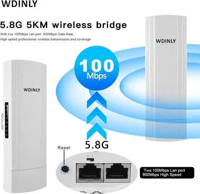5KM Wireless Bridge Outdoor for Network Extend, 5.8G Point to Point WiFi Bridge Long Range with 14dBi High Gain Antenna, PoE Powered, for Starlink WiFi Extender/Surveillance Camera, 2 RJ45 Port | +254100720022 5KM Wireless Bridge Outdoor for Network Extend, 5.8G Point to Point WiFi Bridge Long Range with 14dBi High Gain Antenna, PoE Powered, for Starlink WiFi Extender/Surveillance Camera, 2 RJ45 Port - Image 2