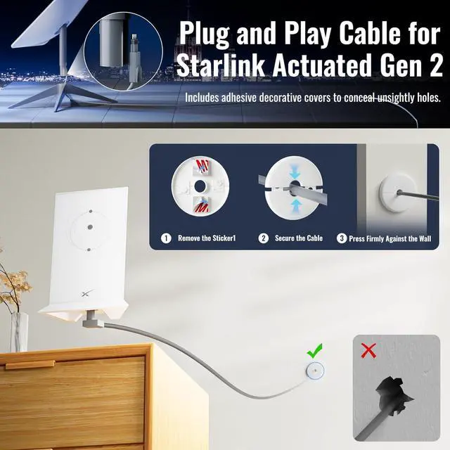 Cable for Starlink, Plug and Play for Starlink Gen 2 with 164FT Length, 1200Mbps Fast Data Transfer Replacement with Water and Corrosion-Proof Housing | +254100720022 Cable for Starlink, Plug and Play for Starlink Gen 2 with 164FT Length, 1200Mbps Fast Data Transfer Replacement with Water and Corrosion-Proof Housing - Image 2