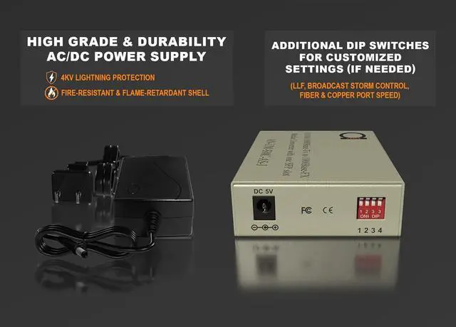 Single Mode ST Gigabit Fiber Media Converter - Built-in Fiber Module 20 km (12.42 Miles) ST to UTP Cat5e Cat6 10/100/1000 RJ-45 Auto Sensing Gigabit or Fast Ethernet - Jumbo Frame - LLF Support | +254100720022 Single Mode ST Gigabit Fiber Media Converter - Built-in Fiber Module 20 km (12.42 Miles) ST to UTP Cat5e Cat6 10/100/1000 RJ-45 Auto Sensing Gigabit or Fast Ethernet - Jumbo Frame - LLF Support - Image 4
