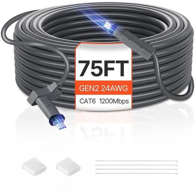 VEVOR Starlink Gen 2 Cable, 75 FT, 24 AWG Copper Core, Durable Extension Cable for Standard Generation 2, Compatible with Starlink Rectangular Satellite V2, Flexible Wiring for RV, Backyard or Camping | +254100720022 VEVOR Starlink Gen 2 Cable, 75 FT, 24 AWG Copper Core, Durable Extension Cable for Standard Generation 2, Compatible with Starlink Rectangular Satellite V2, Flexible Wiring for RV, Backyard or Camping