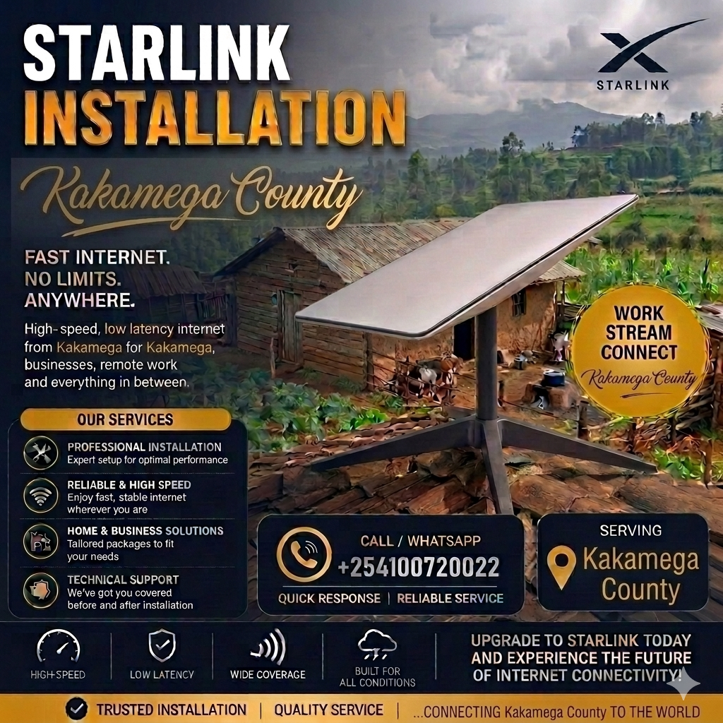 Professional Starlink Installers Kakamega County | +254100720022 Professional Starlink Installers Kakamega
County