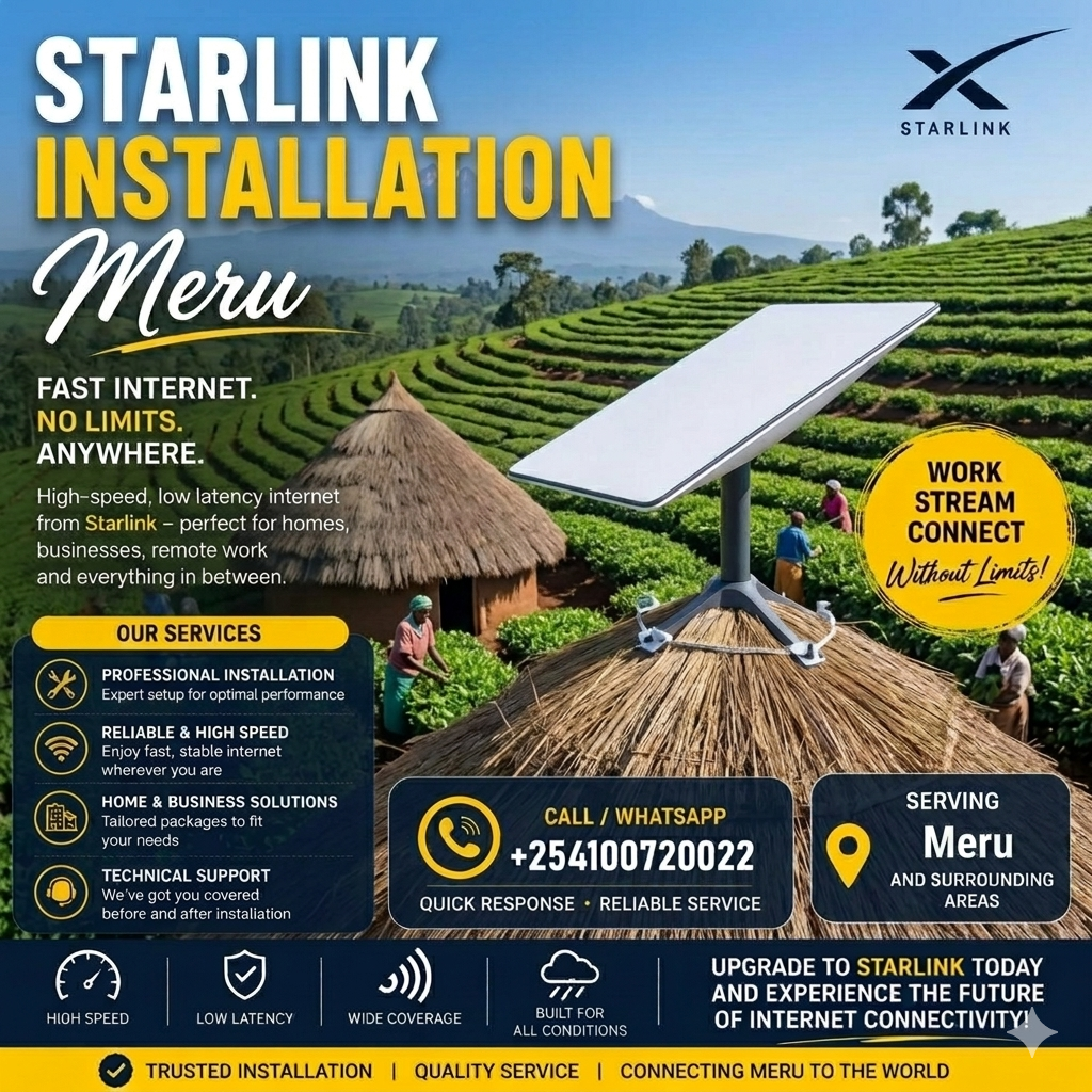 Professional Starlink Installers Meru County | +254100720022 Professional Starlink Installers Meru
County