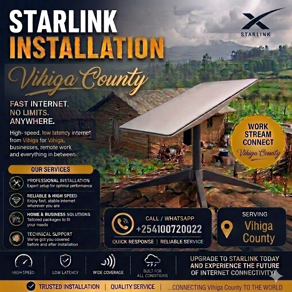 Professional Starlink Installers Vihiga County | +254100720022 Professional Starlink Installers Vihiga
County