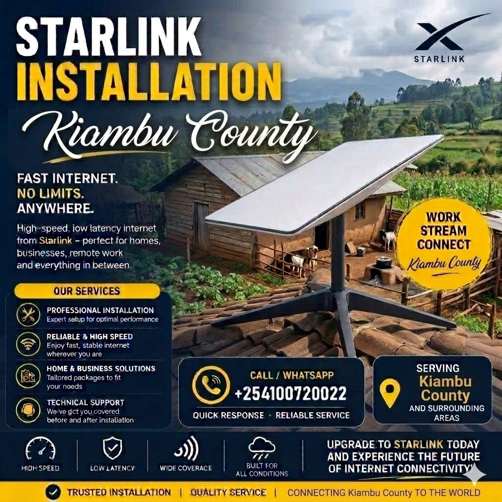 Professional Starlink Installers Kiambu County | +254100720022 Professional Starlink Installers Kiambu
County