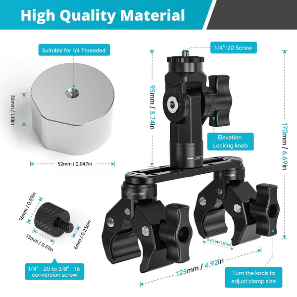 Adjustable Dual-Clamp Mount for Starlink V5, Mini & Mini X | Aluminum Rail Bracket with 270° Tilt for RV, Roof Rack & Tripod | +254100720022 Adjustable Dual-Clamp Mount for Starlink
V5, Mini & Mini X | Aluminum Rail Bracket with 270° Tilt for RV, Roof
Rack & Tripod - Image 6