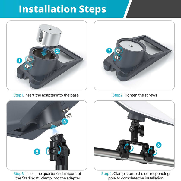 Adjustable Dual-Clamp Mount for Starlink V5, Mini & Mini X | Aluminum Rail Bracket with 270° Tilt for RV, Roof Rack & Tripod | +254100720022 Adjustable Dual-Clamp Mount for Starlink
V5, Mini & Mini X | Aluminum Rail Bracket with 270° Tilt for RV, Roof
Rack & Tripod - Image 8